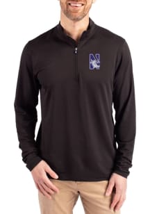 Cutter and Buck Northwestern Wildcats Mens Black Virtue Eco Pique Big and Tall Qtr Zip