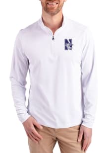 Cutter and Buck Northwestern Wildcats Mens White Virtue Eco Pique Big and Tall Qtr Zip