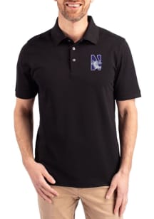 Cutter and Buck Northwestern Wildcats Black Advantage Pique Big and Tall Polo