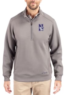 Cutter and Buck Northwestern Wildcats Mens Grey Roam Long Sleeve Qtr Zip Pullover