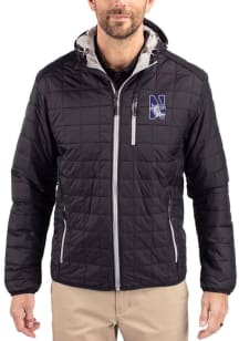 Cutter and Buck Northwestern Wildcats Mens Black Rainier PrimaLoft Hooded Filled Jacket