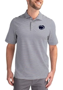 Cutter and Buck Penn State Nittany Lions Navy Blue Virtue Eco Pique Stripe Big and Tall Polo