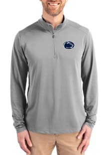 Cutter and Buck Penn State Nittany Lions Mens Grey Virtue Eco Pique Big and Tall Qtr Zip