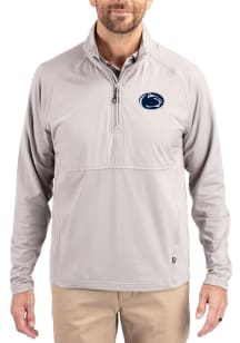 Cutter and Buck Penn State Nittany Lions Mens Grey Adapt Eco Hybrid Long Sleeve Qtr Zip Pullover