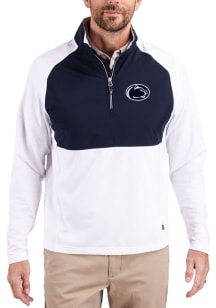 Cutter and Buck Penn State Nittany Lions Mens White Adapt Eco Hybrid Long Sleeve Qtr Zip Pullover