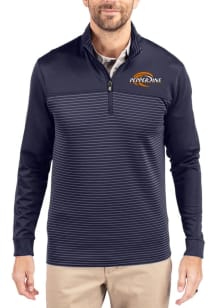 Cutter and Buck Pepperdine Waves Mens Navy Blue Traverse Stripe Big and Tall Qtr Zip