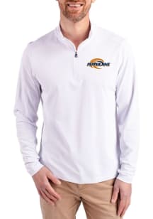 Cutter and Buck Pepperdine Waves Mens White Virtue Eco Pique Big and Tall Qtr Zip