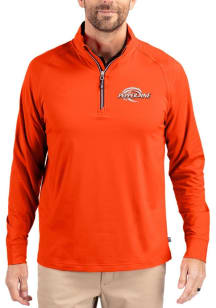 Cutter and Buck Pepperdine Waves Mens Orange Adapt Eco Knit Long Sleeve Qtr Zip Pullover