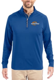 Cutter and Buck Pepperdine Waves Mens Blue Adapt Eco Knit Long Sleeve Qtr Zip Pullover