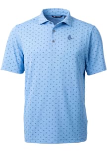 Cutter and Buck Boston Red Sox Mens Blue Mono Virtue Eco Pique Tile Short Sleeve Polo