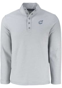 Cutter and Buck Columbus Clippers Mens Grey Hunts Point Long Sleeve Qtr Zip Pullover
