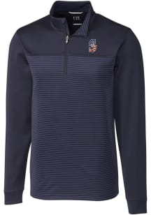 Cutter and Buck Seattle Mariners Mens Navy Blue Stars and Stripes Traverse Stripe Big and Tall Qtr..
