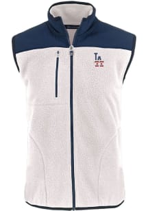 Cutter and Buck Los Angeles Dodgers Mens Grey Stars and Stripes Cascade Sherpa Sleeveless Jacket