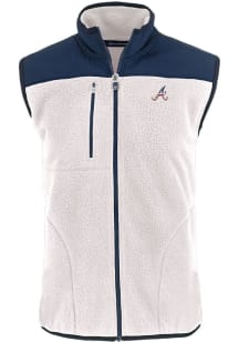 Cutter and Buck Atlanta Braves Mens Grey Stars and Stripes Cascade Sherpa Sleeveless Jacket