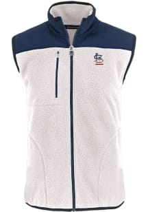 Cutter and Buck St Louis Cardinals Mens Grey Stars and Stripes Cascade Sherpa Sleeveless Jacket