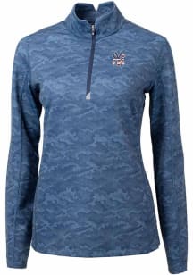 Cutter and Buck New York Yankees Womens Navy Blue Stars and Stripes Traverse Camo Qtr Zip