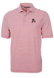 Cutter and Buck Arkansas Razorbacks Mens Cardinal Vault Virtue Eco Pique Stripe Short Sleeve Polo