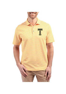 Cutter and Buck GA Tech Yellow Jackets Mens Gold Vault Virtue Eco Pique Stripe Short Sleeve Polo
