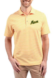 Cutter and Buck George Mason University Mens Gold Vault Virtue Eco Pique Stripe Short Sleeve Polo