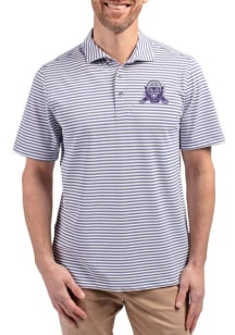 Cutter and Buck Northwestern Wildcats Mens Pink Vault Virtue Eco Pique Stripe Short Sleeve Polo