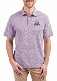Cutter and Buck Northwestern Wildcats Mens Purple Vault Virtue Eco Pique Botanical Short Sleeve Po..
