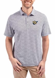 Cutter and Buck West Virginia Mountaineers Mens Navy Blue Vault Virtue Eco Pique Botanical Short S..