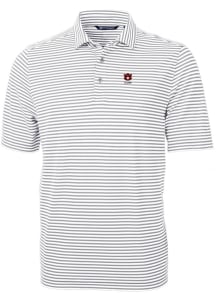 Cutter and Buck Auburn Tigers Grey Alumni Virtue Eco Pique Stripe Big and Tall Polo