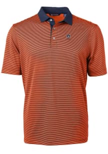 Cutter and Buck Auburn Tigers Mens Orange Alumni Virtue Eco Pique Micro Stripe Short Sleeve Polo