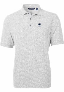 Cutter and Buck Penn State Nittany Lions Mens Grey Alumni Virtue Eco Pique Botanical Short Sleeve..