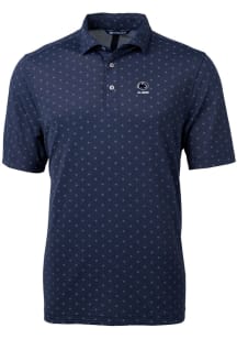 Cutter and Buck Penn State Nittany Lions Mens Navy Blue Alumni Virtue Eco Pique Tile Short Sleeve..
