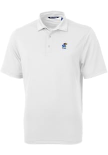 Cutter and Buck Kansas Jayhawks White Alumni Virtue Eco Pique Big and Tall Polo