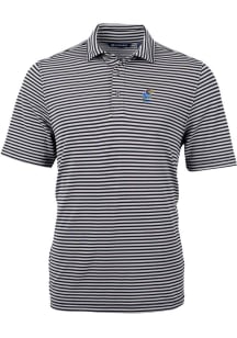 Cutter and Buck Kansas Jayhawks Black Alumni Virtue Eco Pique Stripe Big and Tall Polo