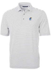 Cutter and Buck Kansas Jayhawks Grey Alumni Virtue Eco Pique Stripe Big and Tall Polo
