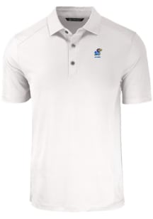 Cutter and Buck Kansas Jayhawks White Alumni Forge Eco Stretch Big and Tall Polo