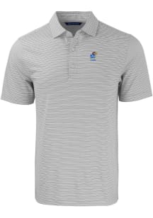Cutter and Buck Kansas Jayhawks Grey Alumni Forge Double Stripe Big and Tall Polo