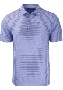 Cutter and Buck Kansas Jayhawks Blue Alumni Forge Heather Stripe Big and Tall Polo
