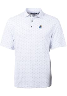 Cutter and Buck Kansas Jayhawks Mens White Alumni Virtue Eco Pique Tile Short Sleeve Polo