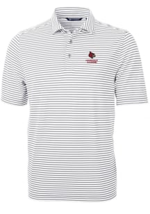 Cutter and Buck Louisville Cardinals Grey Alumni Virtue Eco Pique Stripe Big and Tall Polo