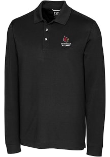 Cutter and Buck Louisville Cardinals Black Alumni Advantage Pique Long Sleeve Big and Tall Polo