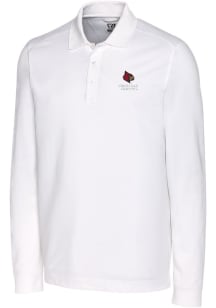 Cutter and Buck Louisville Cardinals White Alumni Advantage Pique Long Sleeve Big and Tall Polo