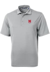 Cutter and Buck Nebraska Cornhuskers Grey Alumni Virtue Eco Pique Big and Tall Polo