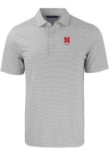 Cutter and Buck Nebraska Cornhuskers Grey Alumni Forge Double Stripe Big and Tall Polo