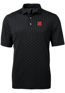 Cutter and Buck Nebraska Cornhuskers Mens Black Alumni Virtue Eco Pique Tile Short Sleeve Polo