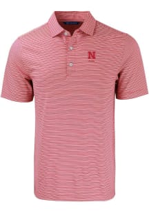 Cutter and Buck Nebraska Cornhuskers Mens Red Alumni Forge Double Stripe Short Sleeve Polo