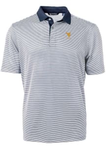 Cutter and Buck West Virginia Mountaineers Navy Blue Alumni Virtue Eco Pique Micro Stripe Big and..