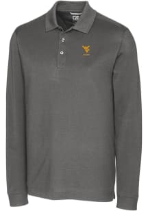 Cutter and Buck West Virginia Mountaineers Grey Alumni Advantage Pique Long Sleeve Big and Tall Po..