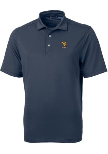 Cutter and Buck West Virginia Mountaineers Mens Navy Blue Alumni Virtue Eco Pique Short Sleeve Pol..