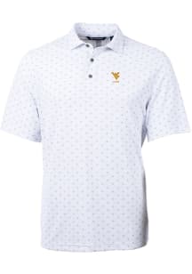 Cutter and Buck West Virginia Mountaineers Mens White Alumni Virtue Eco Pique Tile Short Sleeve Po..
