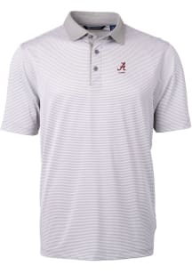 Cutter and Buck Alabama Crimson Tide Grey Alumni Virtue Eco Pique Micro Stripe Big and Tall Polo