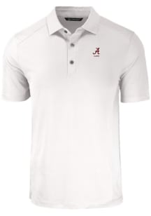 Cutter and Buck Alabama Crimson Tide Mens White Alumni Forge Recycled Short Sleeve Polo